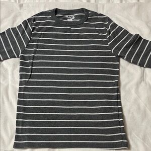 The Children's Place Charcoal and White Striped Long Sleeve Tee